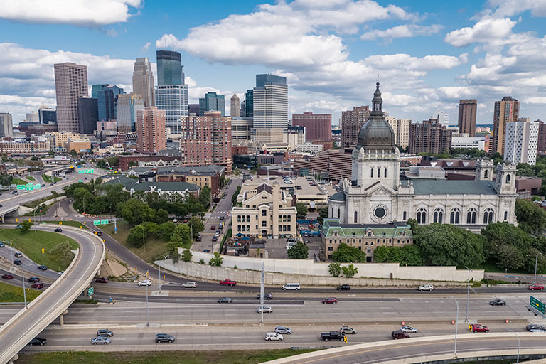 Aerial photo of Minneapolis, Minnesota